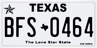 TX license plate BFS0464