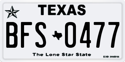 TX license plate BFS0477