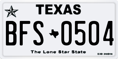 TX license plate BFS0504