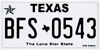 TX license plate BFS0543