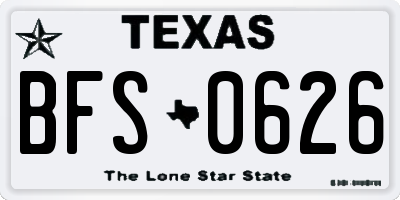 TX license plate BFS0626