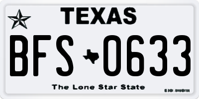 TX license plate BFS0633
