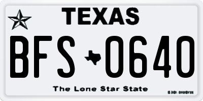TX license plate BFS0640
