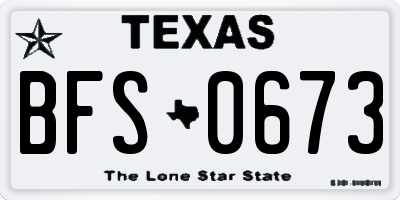 TX license plate BFS0673
