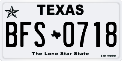TX license plate BFS0718
