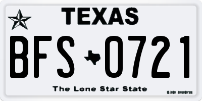 TX license plate BFS0721