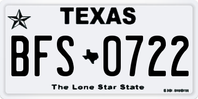 TX license plate BFS0722