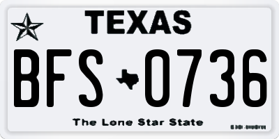 TX license plate BFS0736