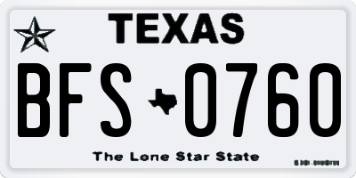 TX license plate BFS0760