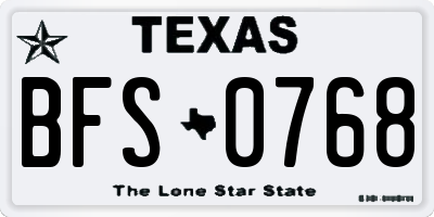 TX license plate BFS0768