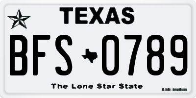 TX license plate BFS0789