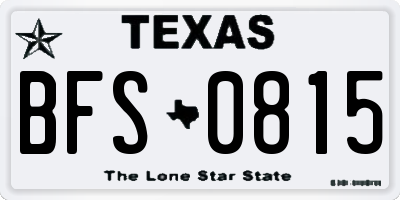 TX license plate BFS0815
