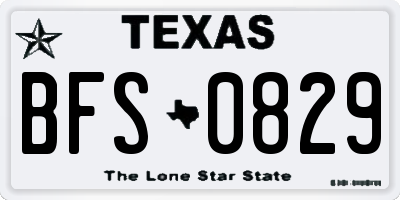 TX license plate BFS0829