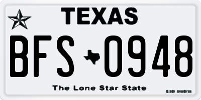 TX license plate BFS0948