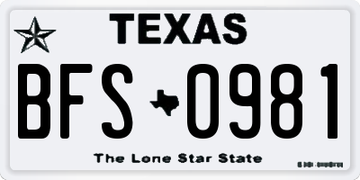 TX license plate BFS0981