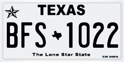 TX license plate BFS1022