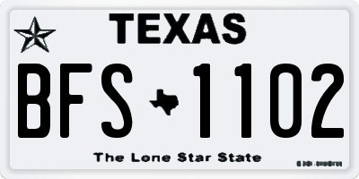 TX license plate BFS1102