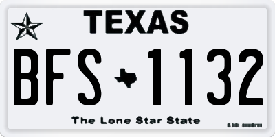 TX license plate BFS1132