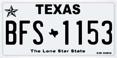 TX license plate BFS1153
