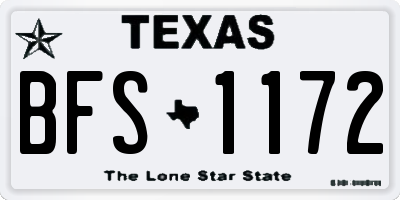 TX license plate BFS1172