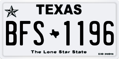 TX license plate BFS1196