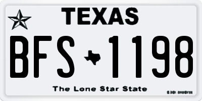 TX license plate BFS1198