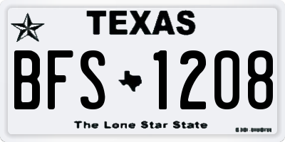 TX license plate BFS1208