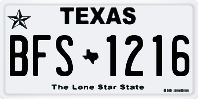 TX license plate BFS1216
