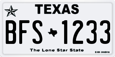 TX license plate BFS1233