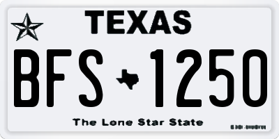 TX license plate BFS1250
