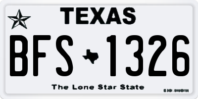 TX license plate BFS1326
