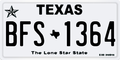 TX license plate BFS1364