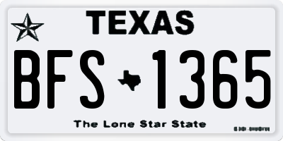TX license plate BFS1365