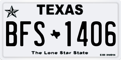 TX license plate BFS1406