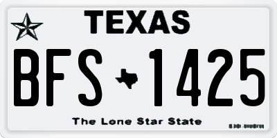 TX license plate BFS1425