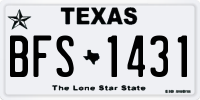 TX license plate BFS1431