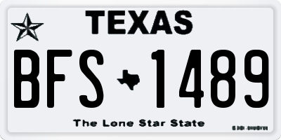 TX license plate BFS1489