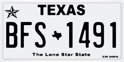 TX license plate BFS1491