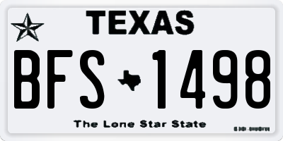 TX license plate BFS1498