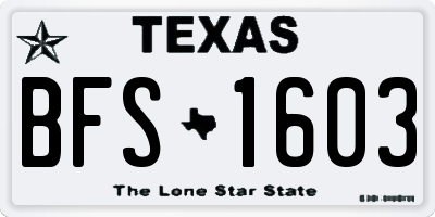 TX license plate BFS1603