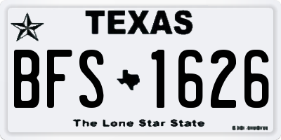 TX license plate BFS1626