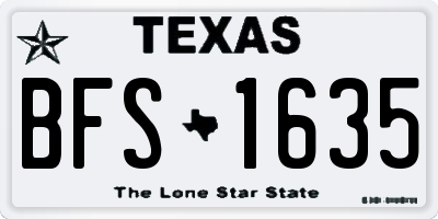 TX license plate BFS1635