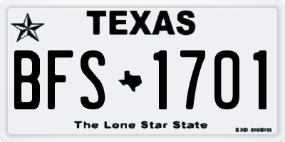 TX license plate BFS1701