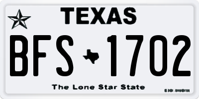 TX license plate BFS1702