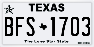 TX license plate BFS1703