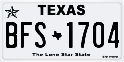 TX license plate BFS1704