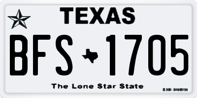 TX license plate BFS1705