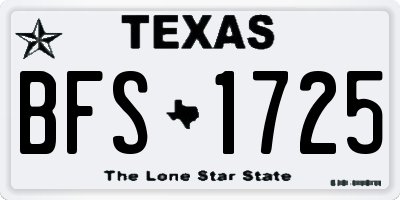 TX license plate BFS1725