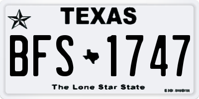 TX license plate BFS1747