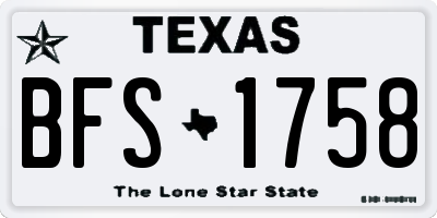TX license plate BFS1758